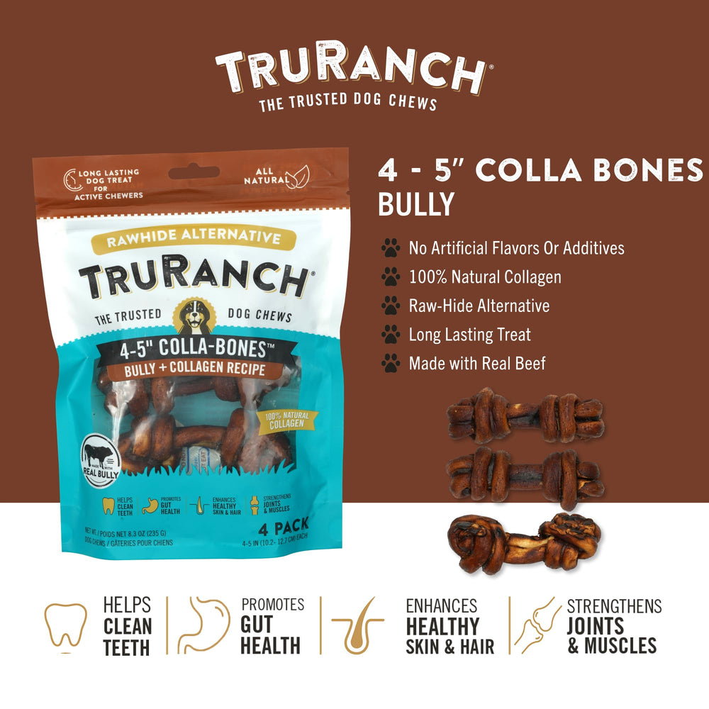TRURANCH Os en collagène Bully – Texture durable idéale pour une récompense longue durée.