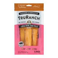 TRURANCH Rouleaux peau porc fumée emballage, friandise naturelle et digestible.