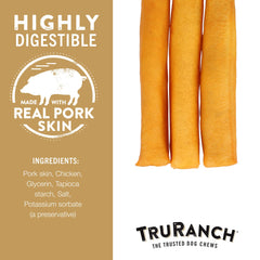 TRURANCH Rouleaux peau porc fumée pièces, récompense digestible pour chien.