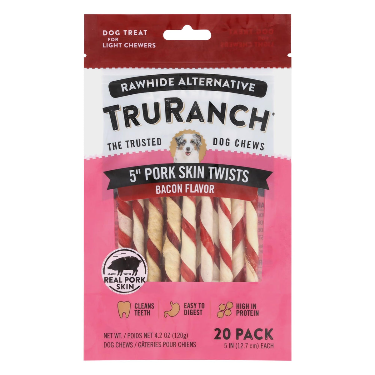 TRURANCH torsades-peau-porc-5-pouces: friandise croquante pour la mastication.
