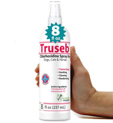 Truseb: bouteille chlorhexidine avec aloé vera pour apaiser la peau irritée.