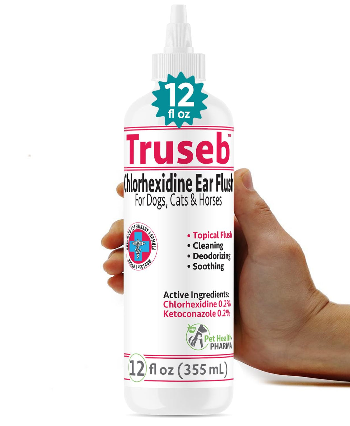Truseb: bouteille pratique pour nettoyer les oreilles des chiens et chats.