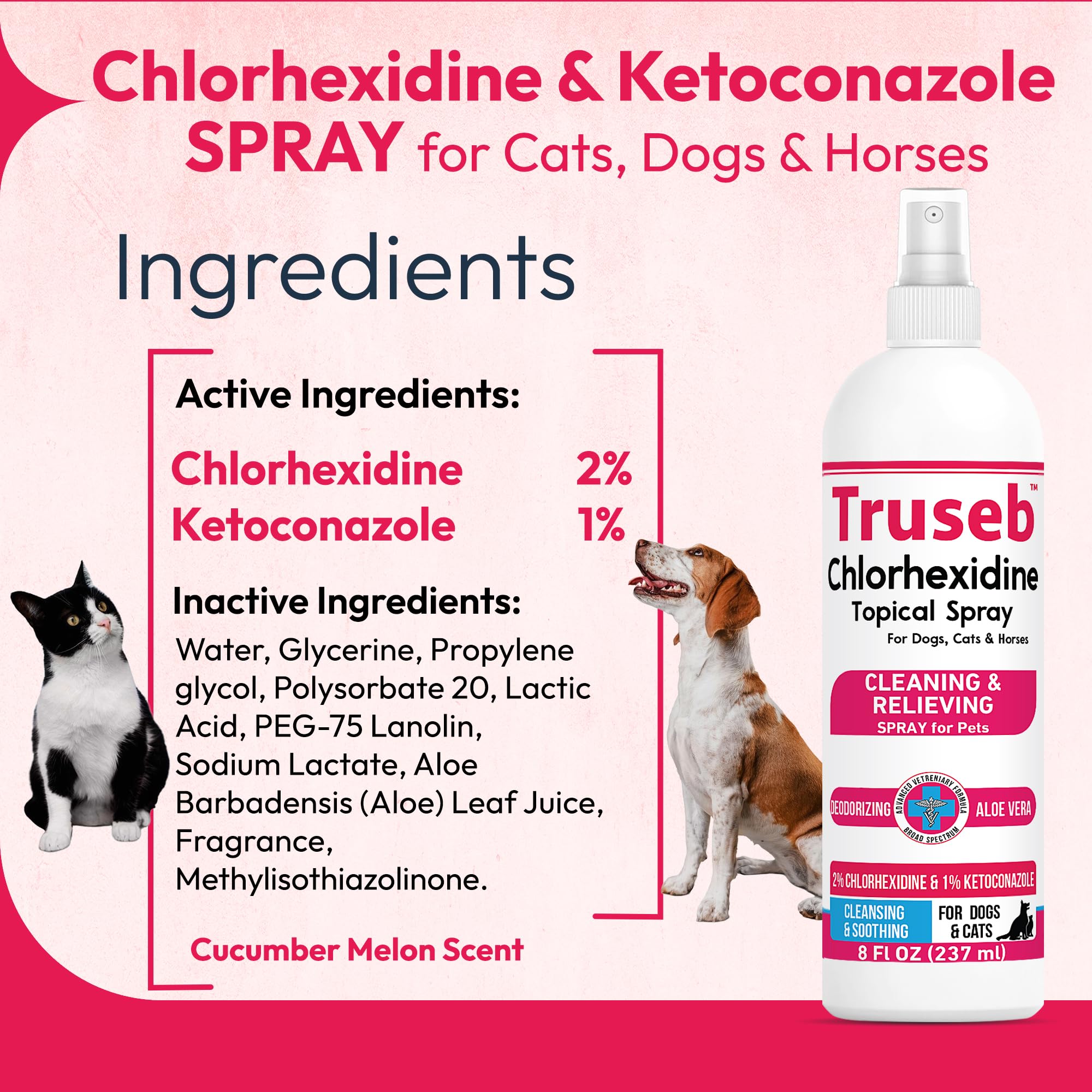 Étiquette Truseb Aloe Vera montrant une action nettoyante et apaisante.