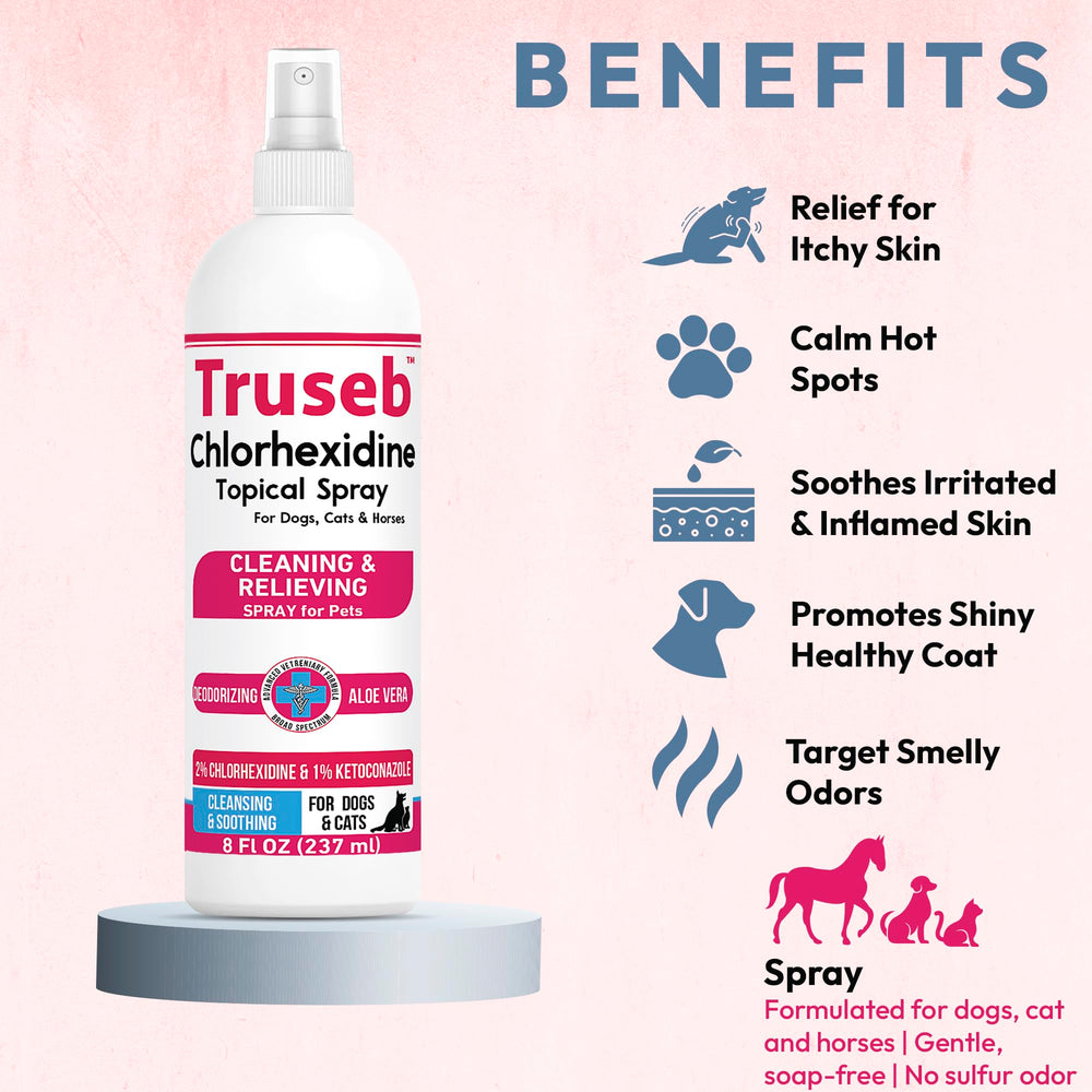 Peau de cheval traitée avec le spray chlorhexidine Truseb.
