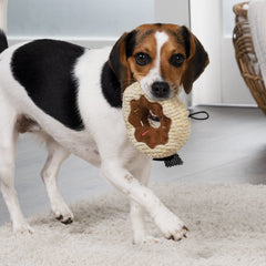 TrustyPup beignet coutures renforcées peluche tan petit, durable pour le jeu.