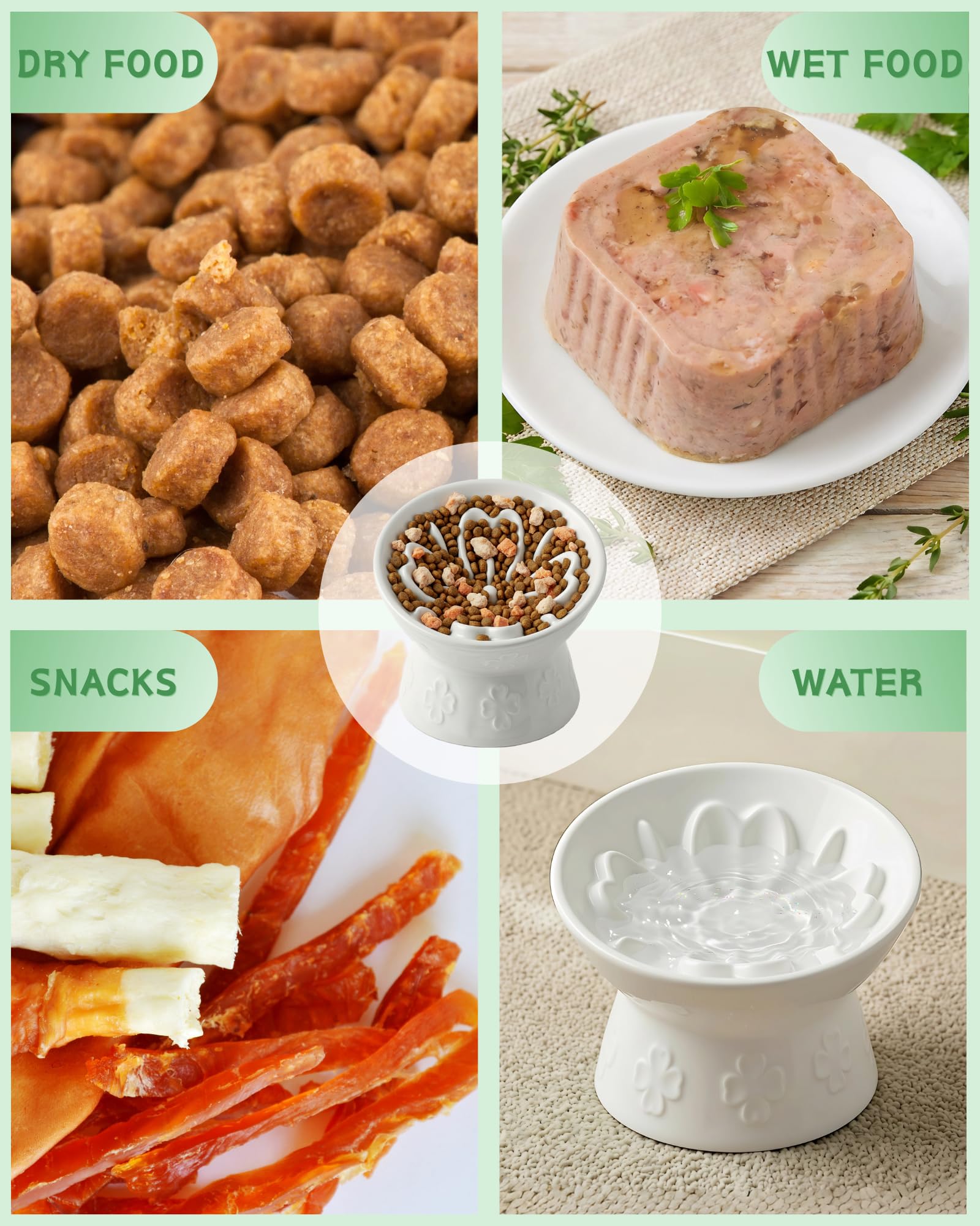 Compatible croquettes, nourriture humide et eau, bol polyvalent