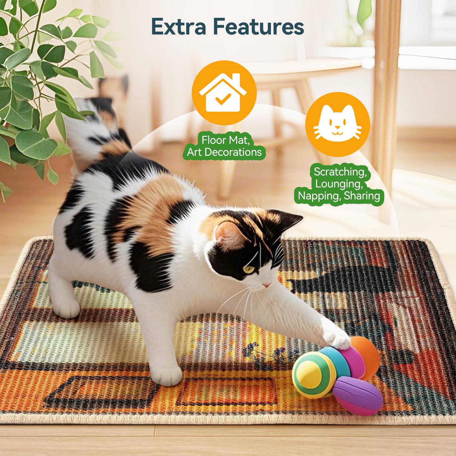 Utilisation intérieur-extérieur Truvito, tapis polyvalent pour chats.