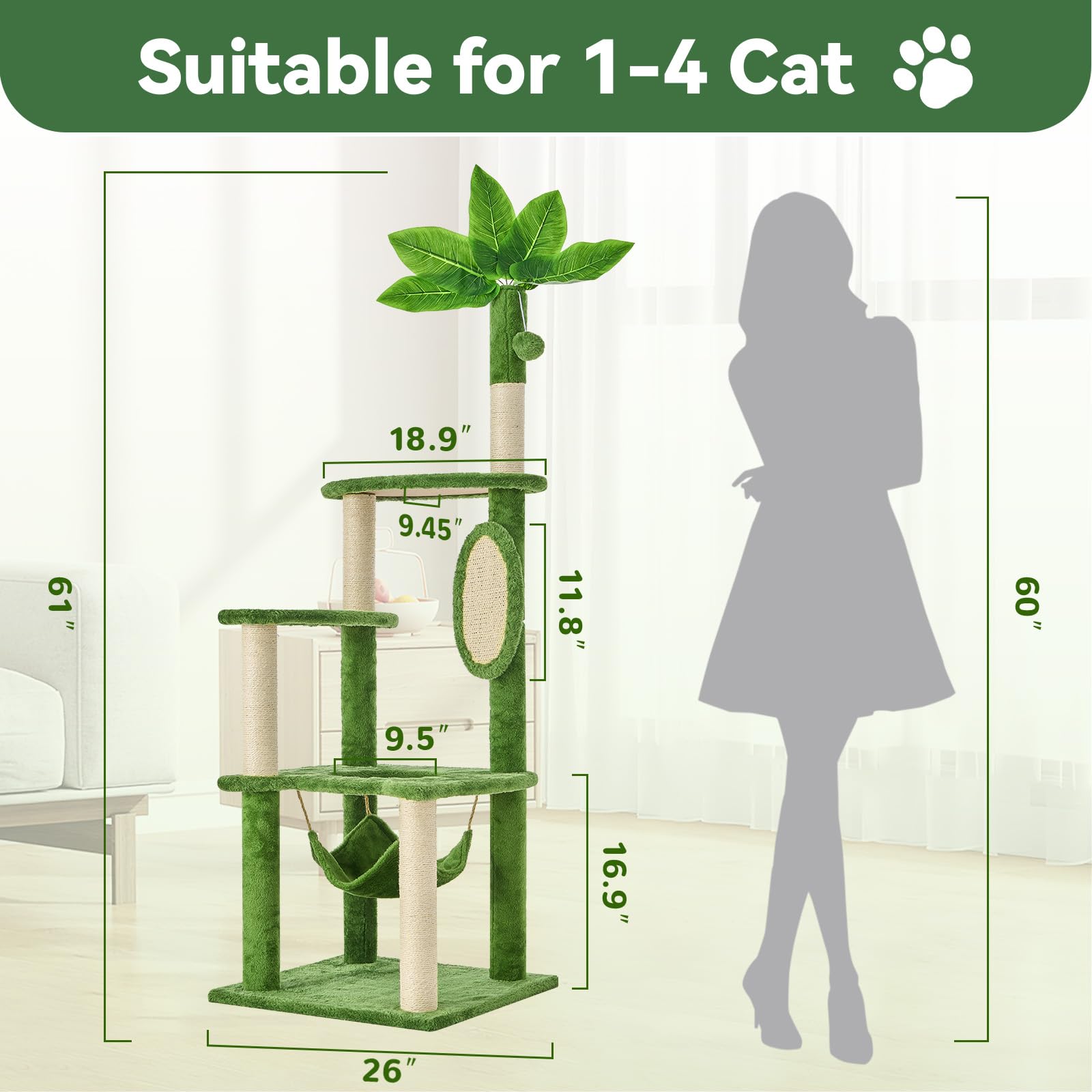 TSCOMON arbre à chat avec étages multicouches, pour escalader et se percher.