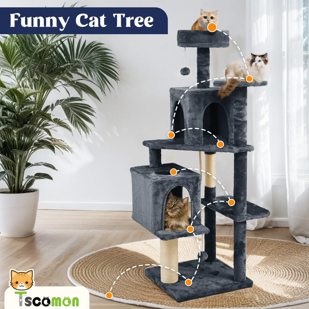 TSCOMON arbre-chat multi-niveaux, nombreuses entrées-sorties pour stimuler l'activité.