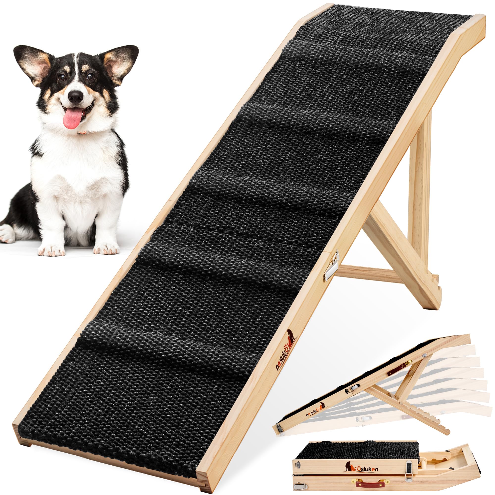Rampe Tsukiko pour chien sur canapé avec plateau sécurisé.
