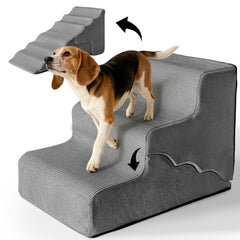 Mestuel escalier 3 niveaux dans le salon, facilite l’accès des petits chiens.