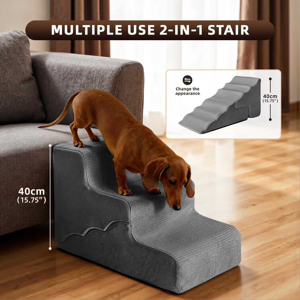 Mestuel escalier 2-en-1 pour chien, rampe douce vers le canapé.