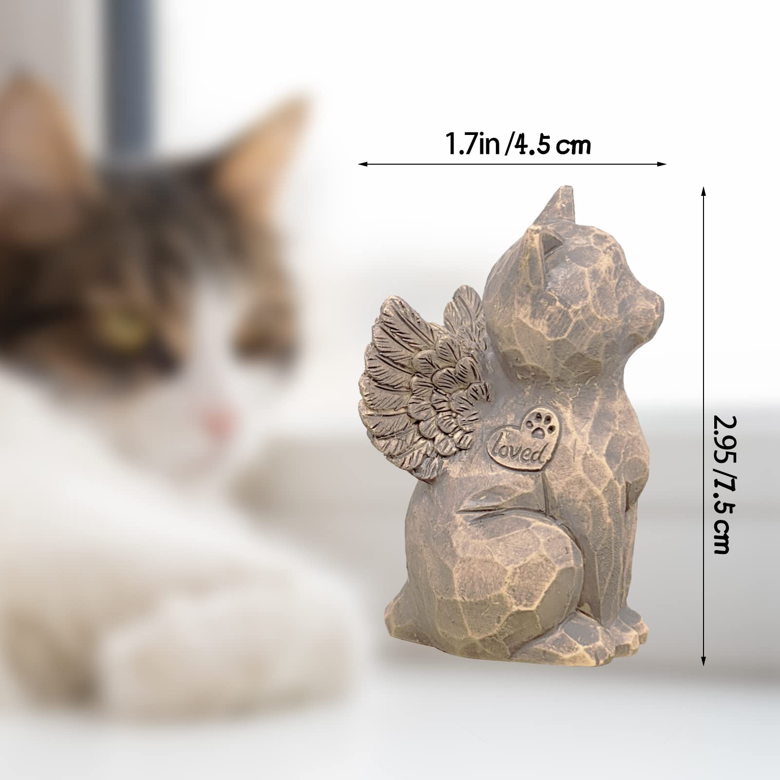 Tsyulog figurine ange-chat mémorial, cadeau réconfortant pour proche après perte.