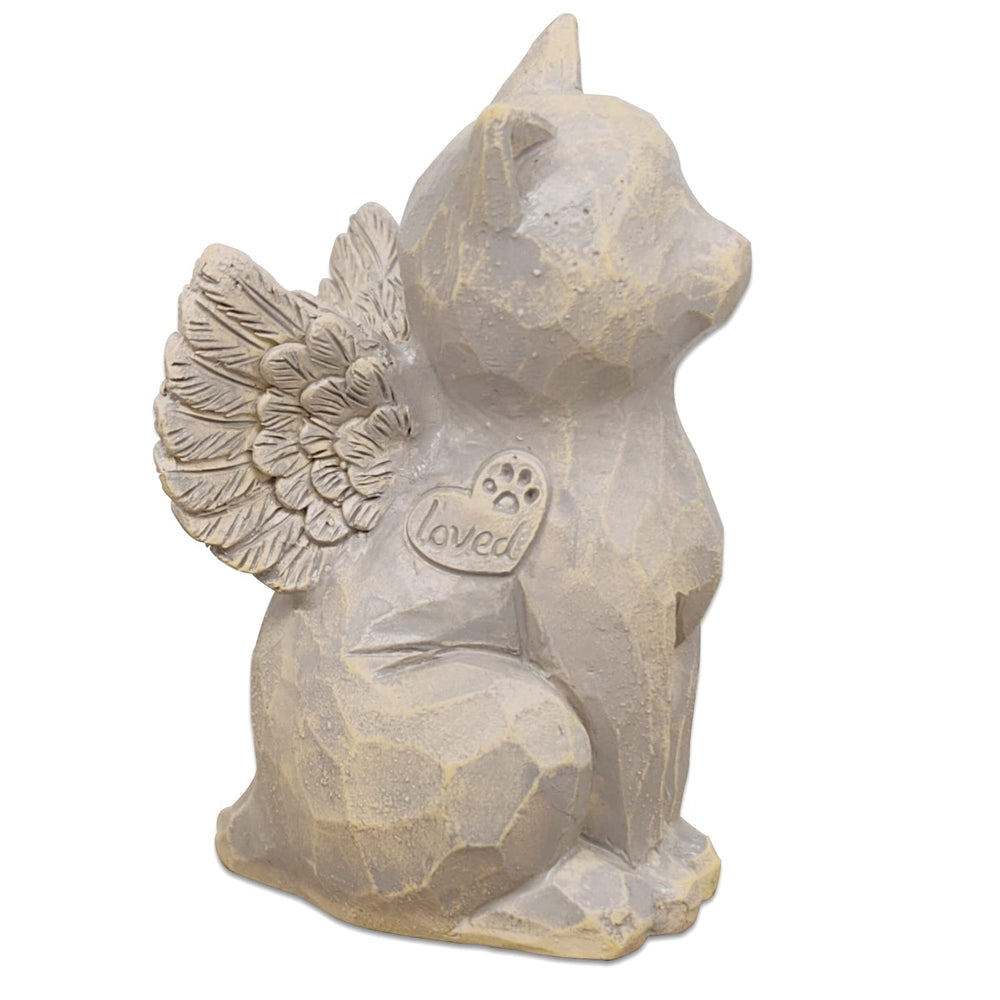 Tsyulog figurine chat ange gris: souvenir réconfortant pour un compagnon félin