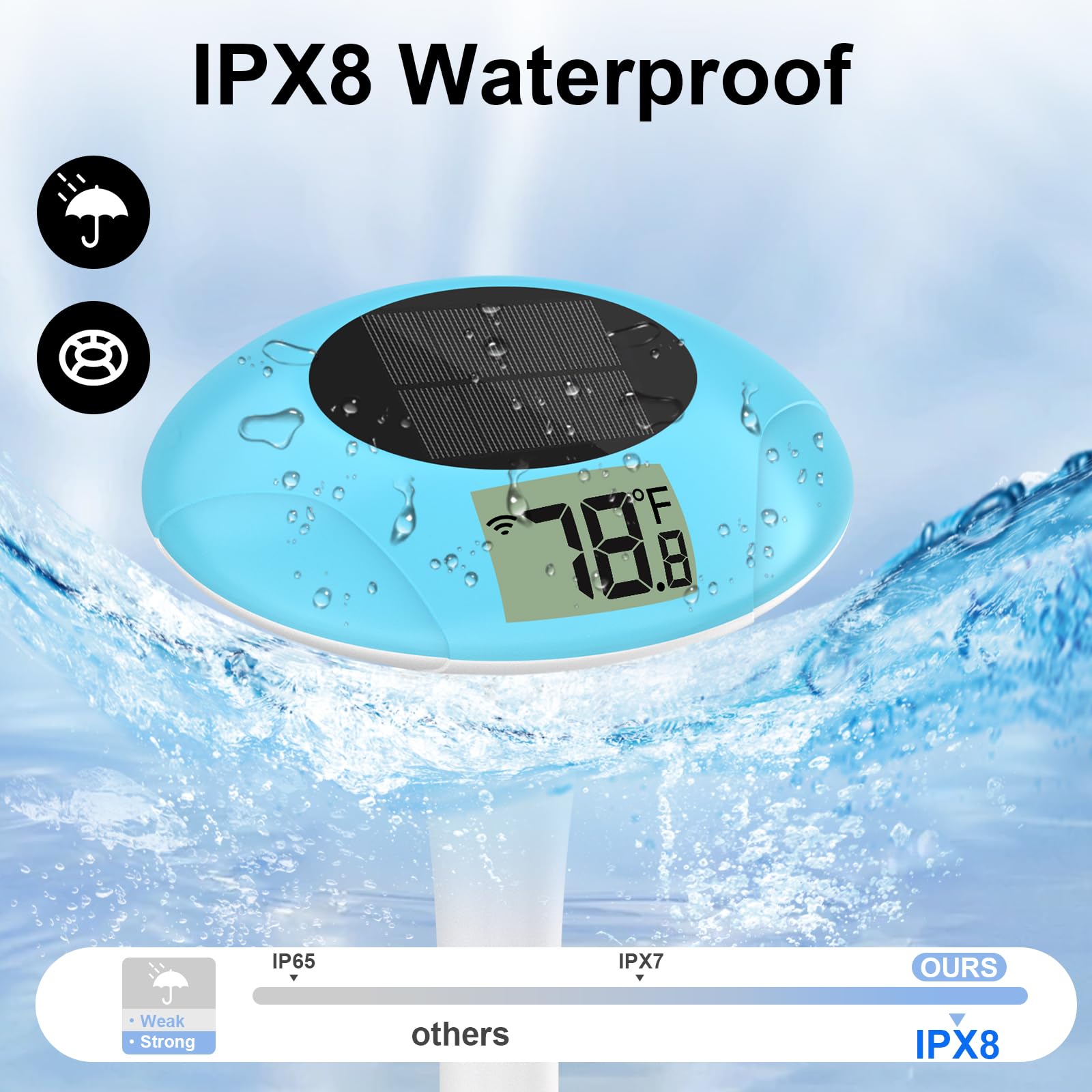 T TESTRUST thermomètre sans fil polyvalent pour piscine, spa et étang.