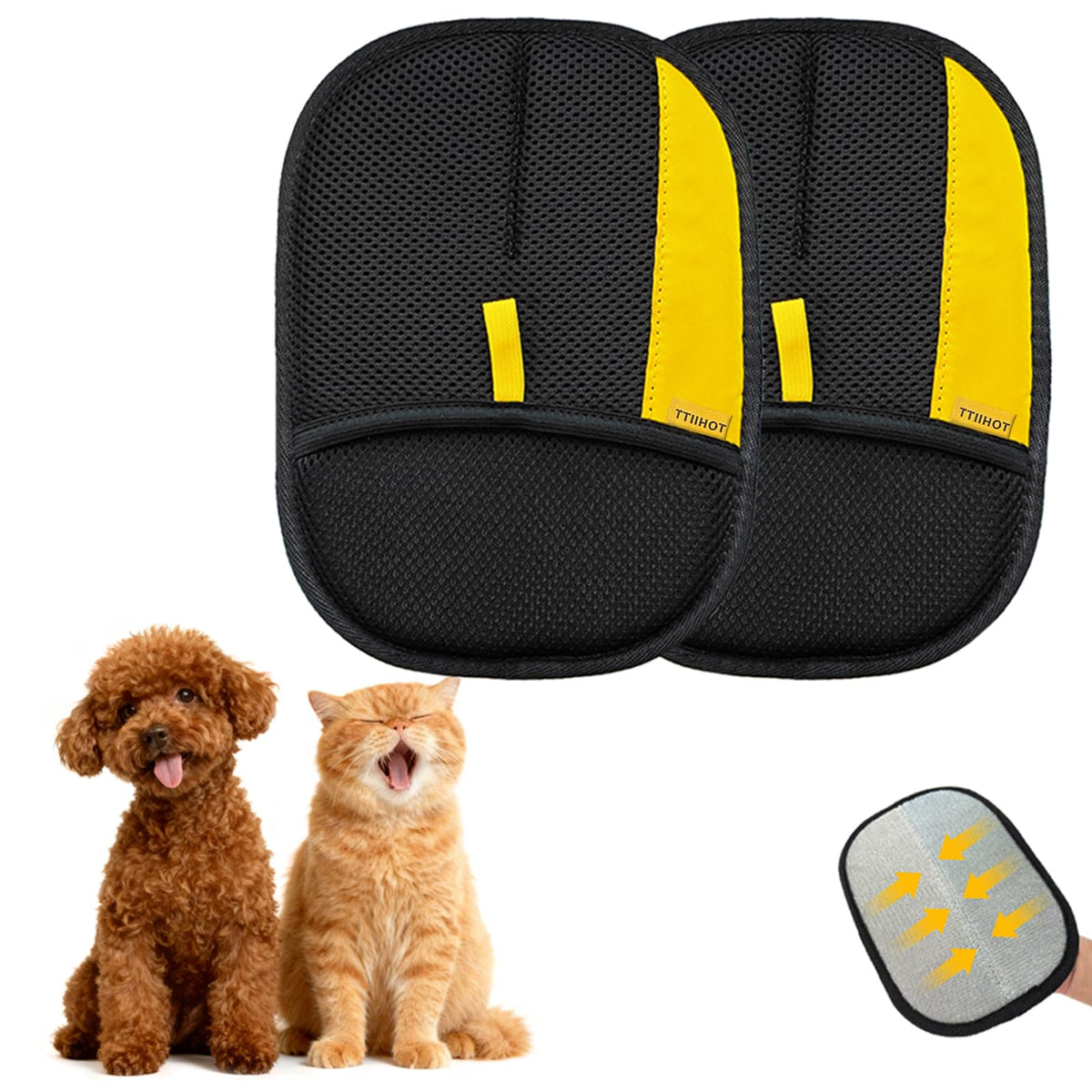 Gants TTIIHOT capturent les poils d'animaux sur les meubles rapidement.
