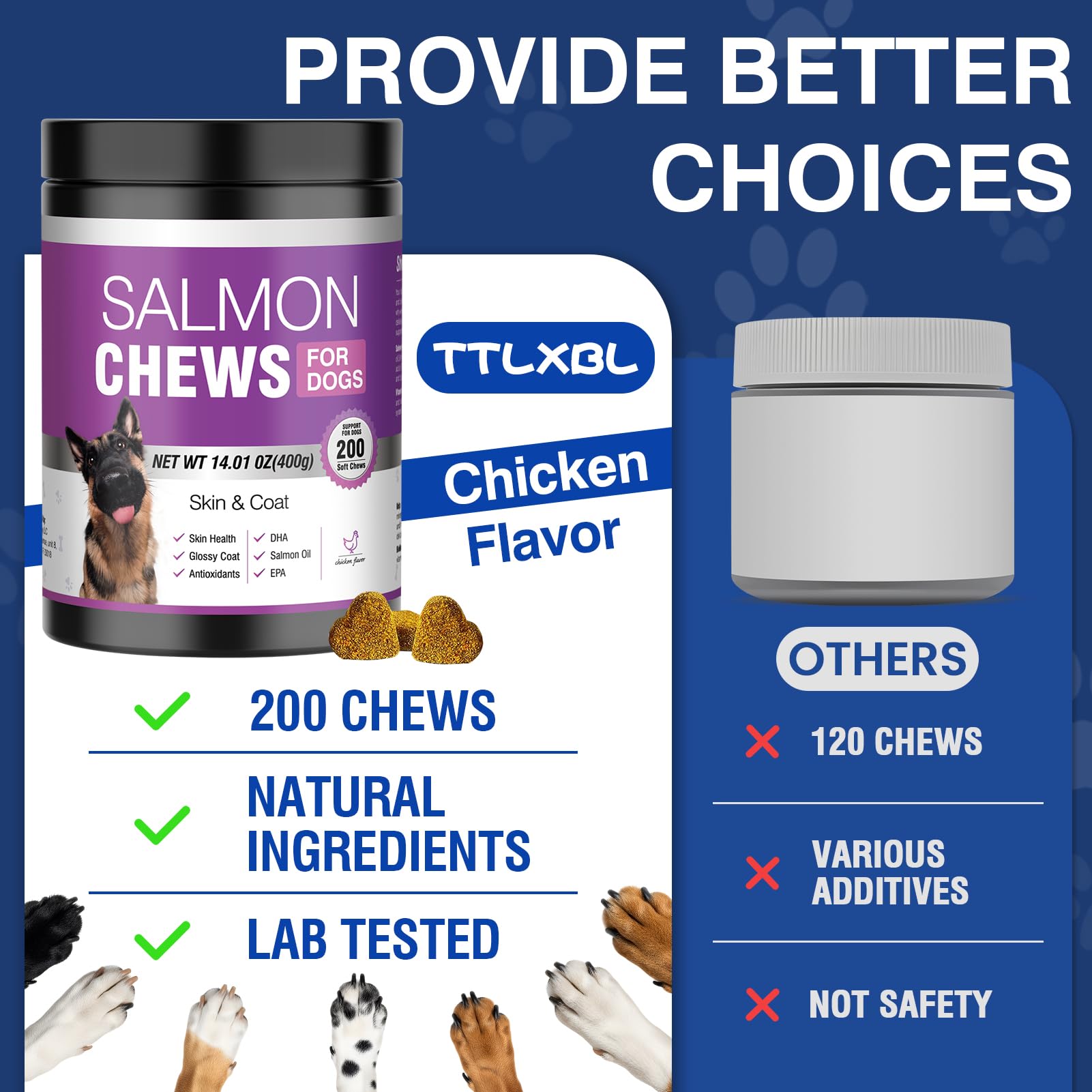 TTLXBL Omega-3: convient à toutes les races et tailles.