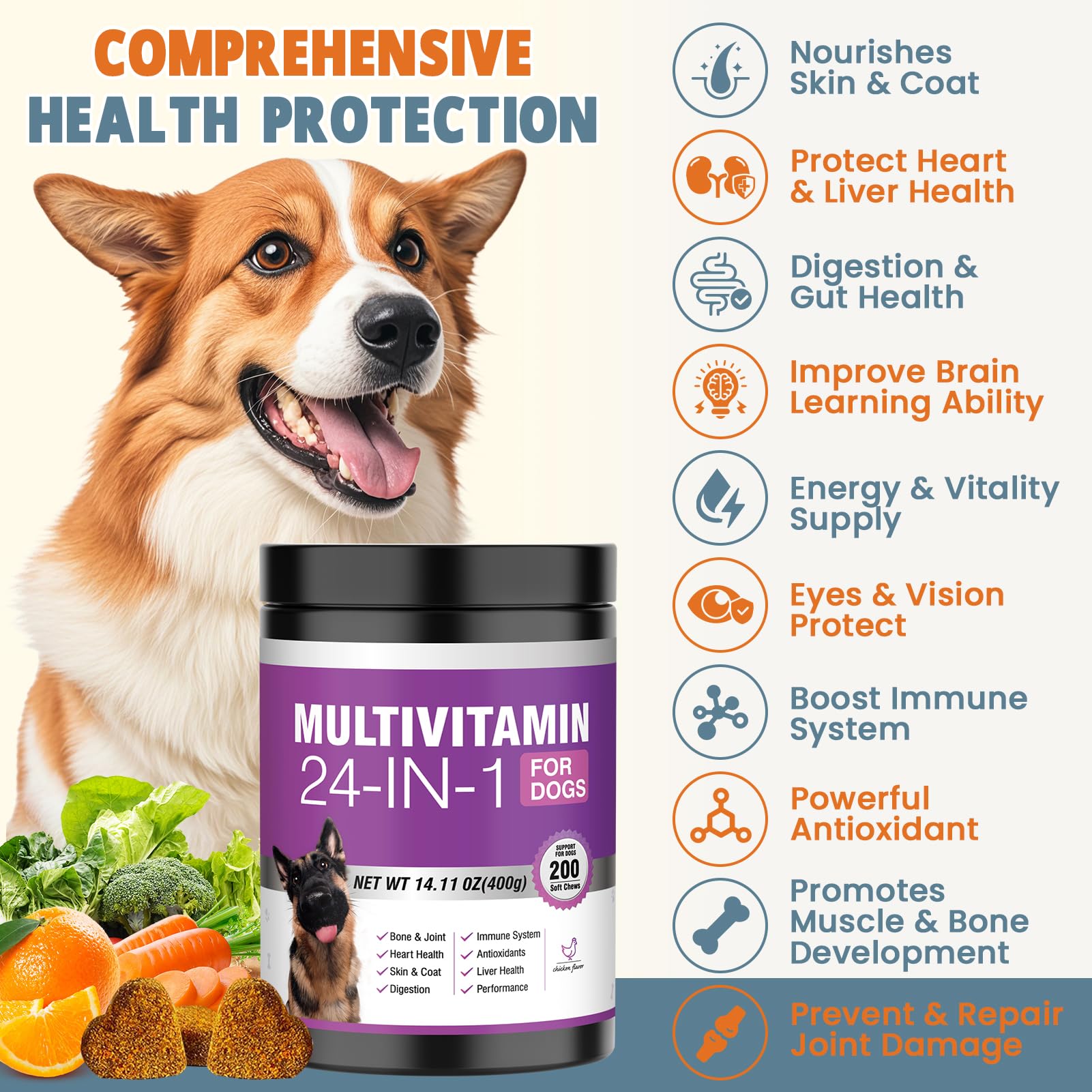 TTLXBL probiotiques chien soutien digestion et flore intestinale