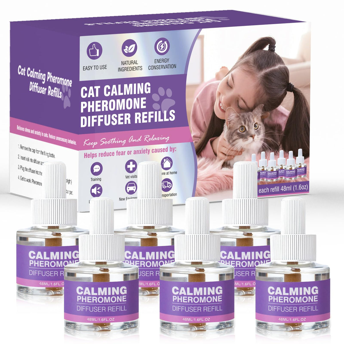 TTLXRL diffuseur pheromones pour chats 48ml, apaisement potentiel.