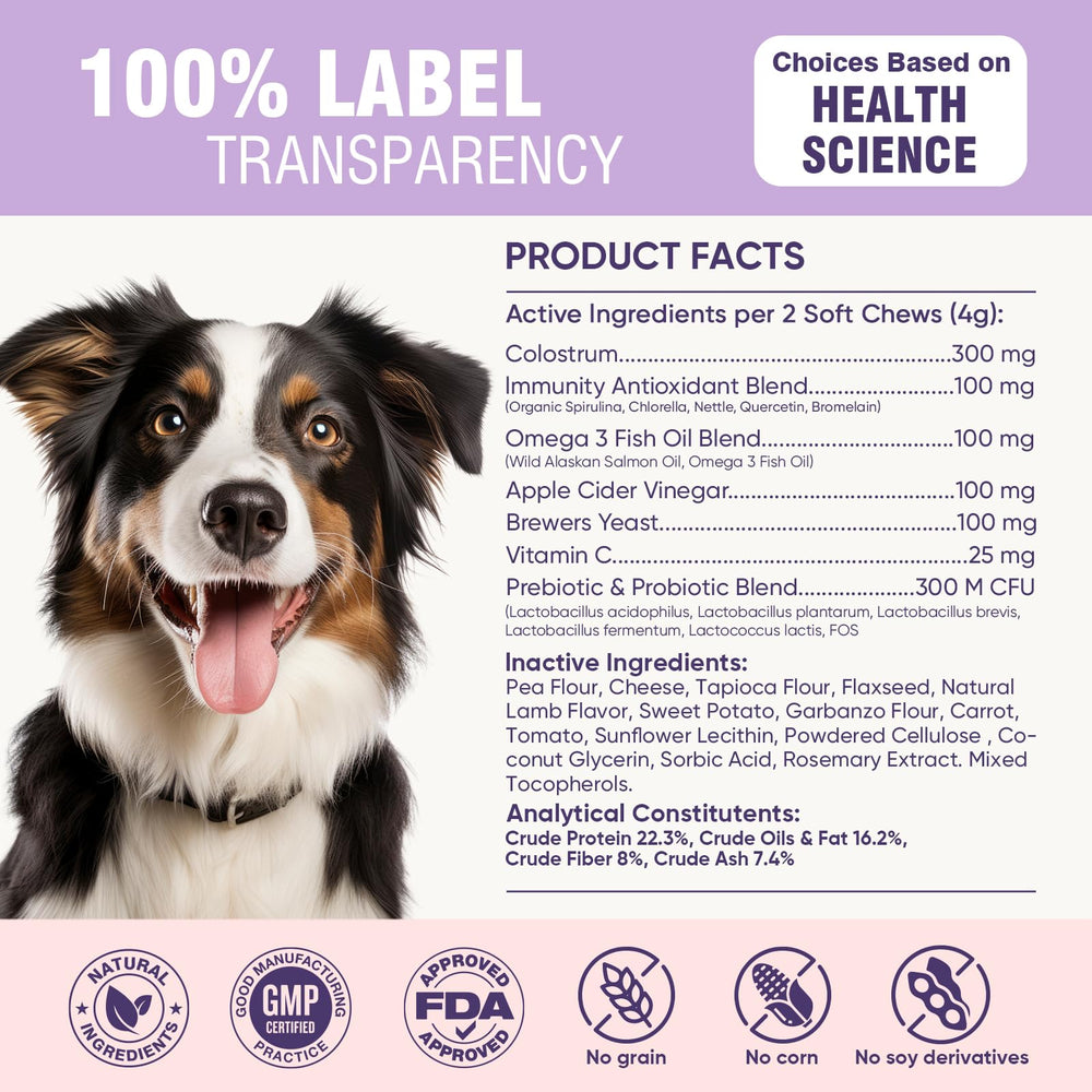 TTLXRL Dog Allergy Chews – Probiotiques, aide potentielle à l’équilibre intestinal.