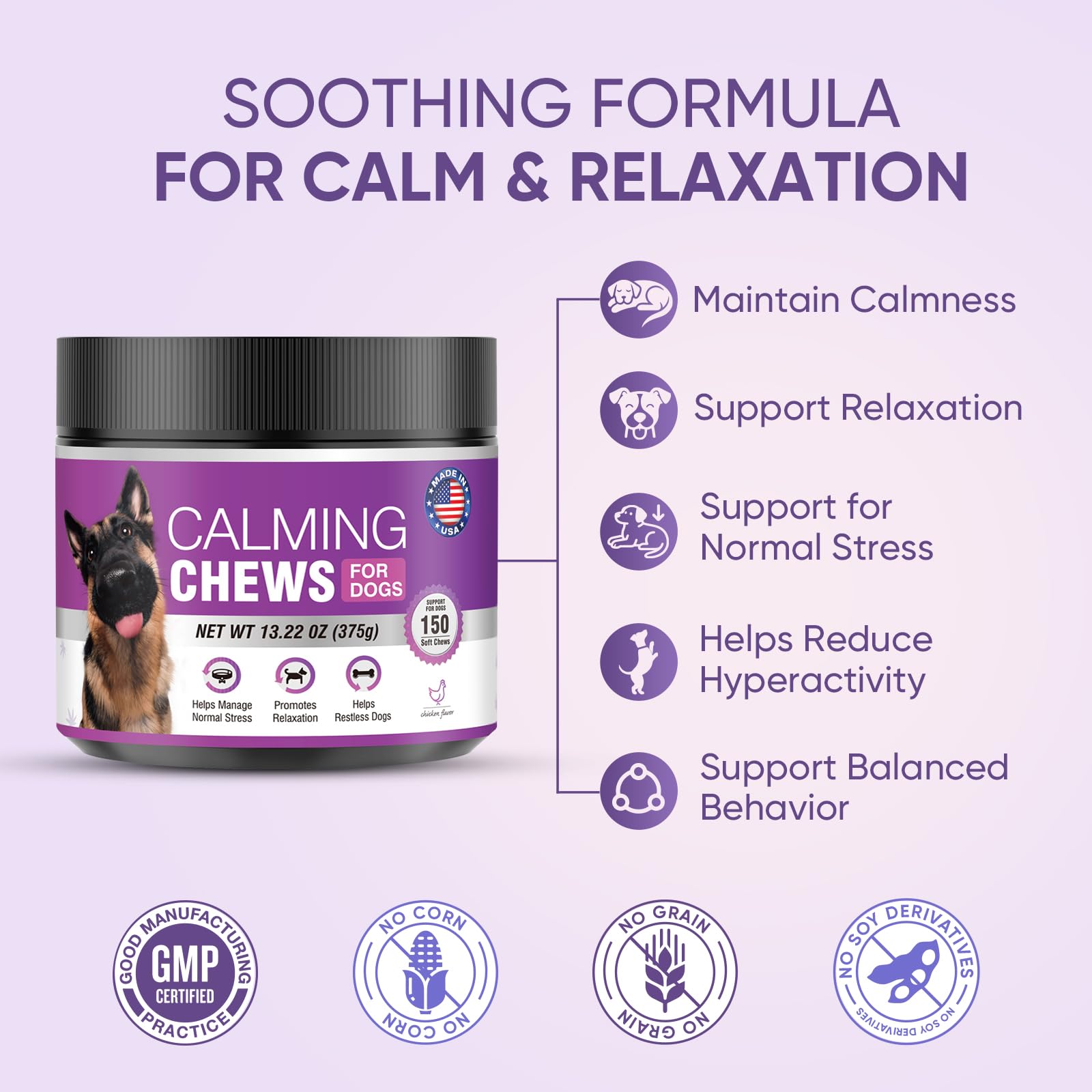 TTLXRL ingrédients camomille et tryptophane pour chien en situation anxieuse.