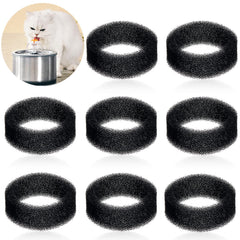 Filtre éponge rond Tuanse pour chat, 8 pièces incluses et pratique rangement.