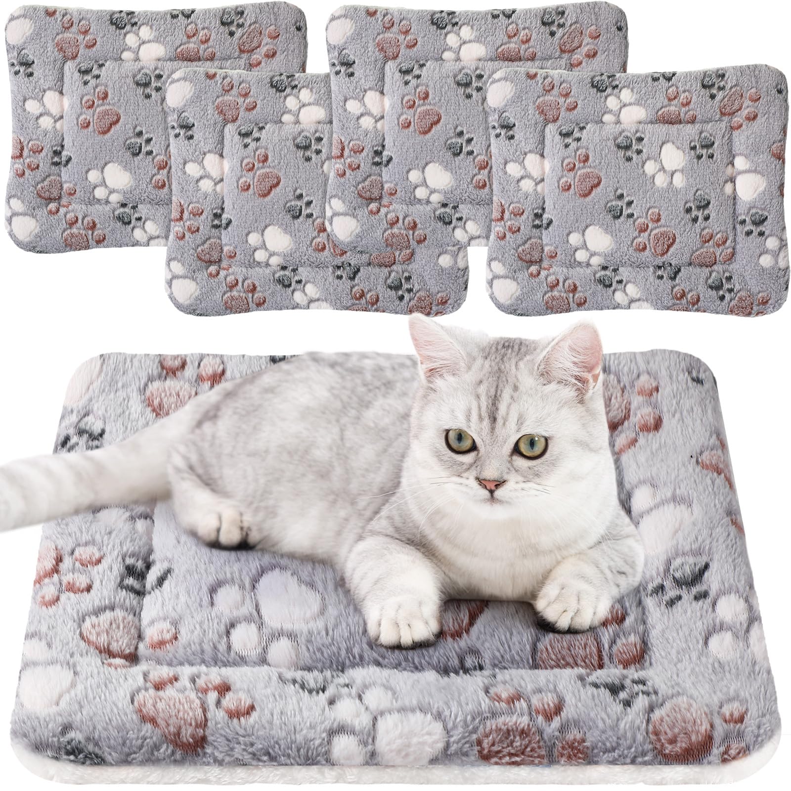 Tuanse tapis pour petits animaux avec motif patte gris, confort durable.