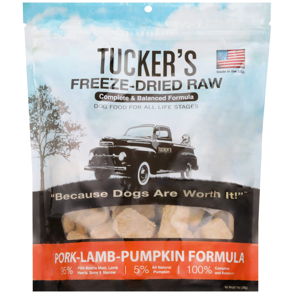 Tucker's Raw Frozen porc-agneau citrouille 14oz, repas pratique et sain pour chiens