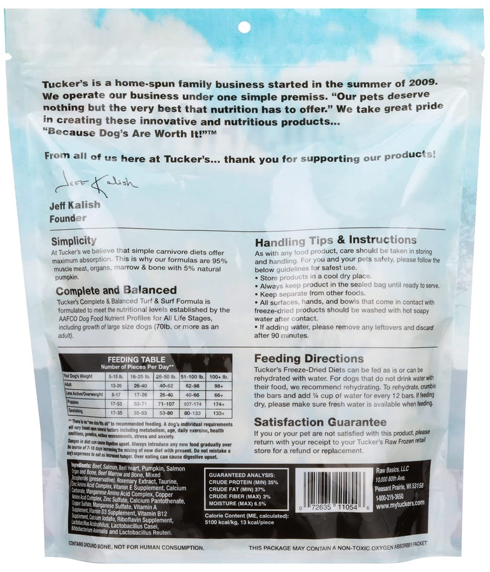 Tucker's Turf & Surf ingrédients USA et citrouille naturelle