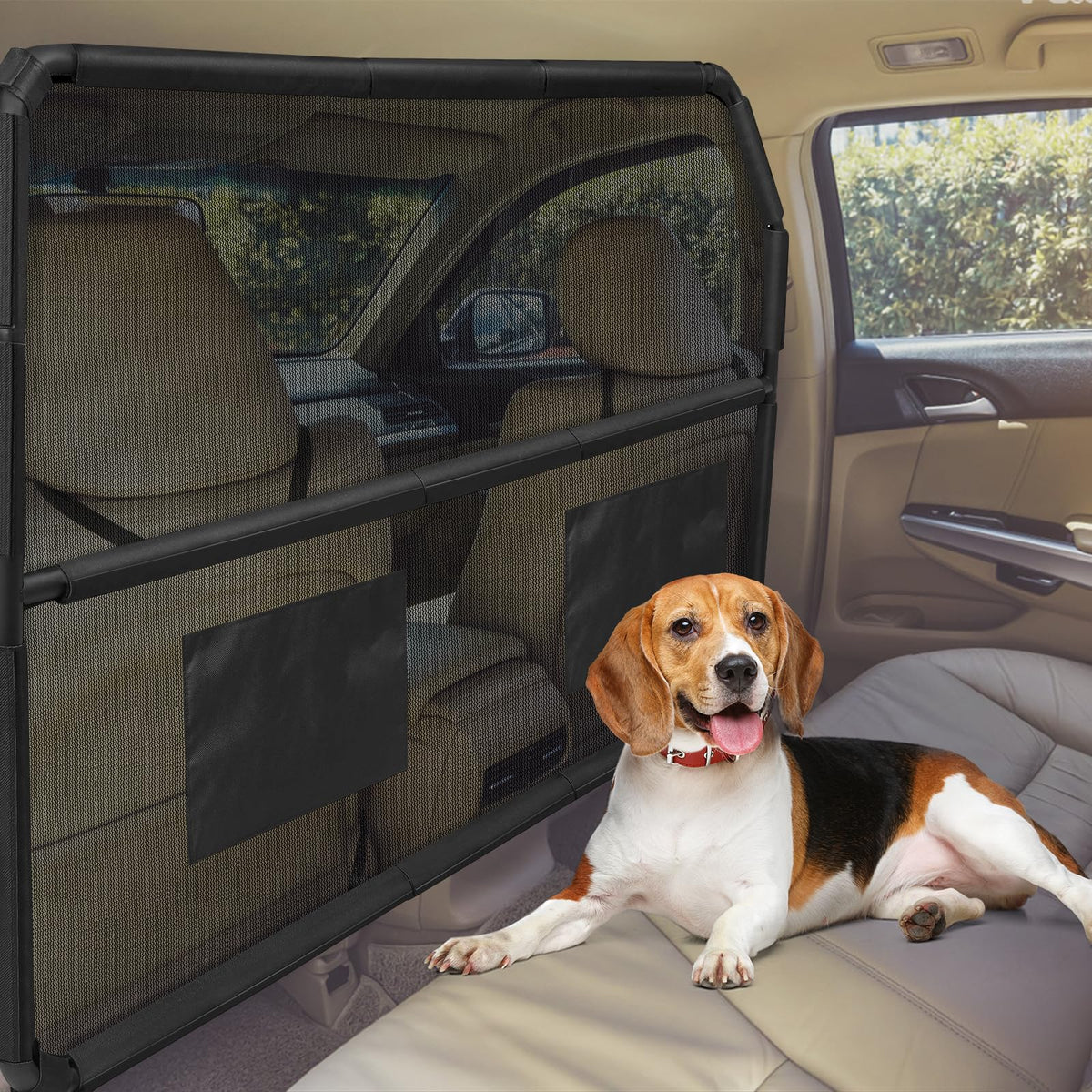 Barrière pour chien Tuenort adaptée SUV, vue dégagée et sécurité renforcée