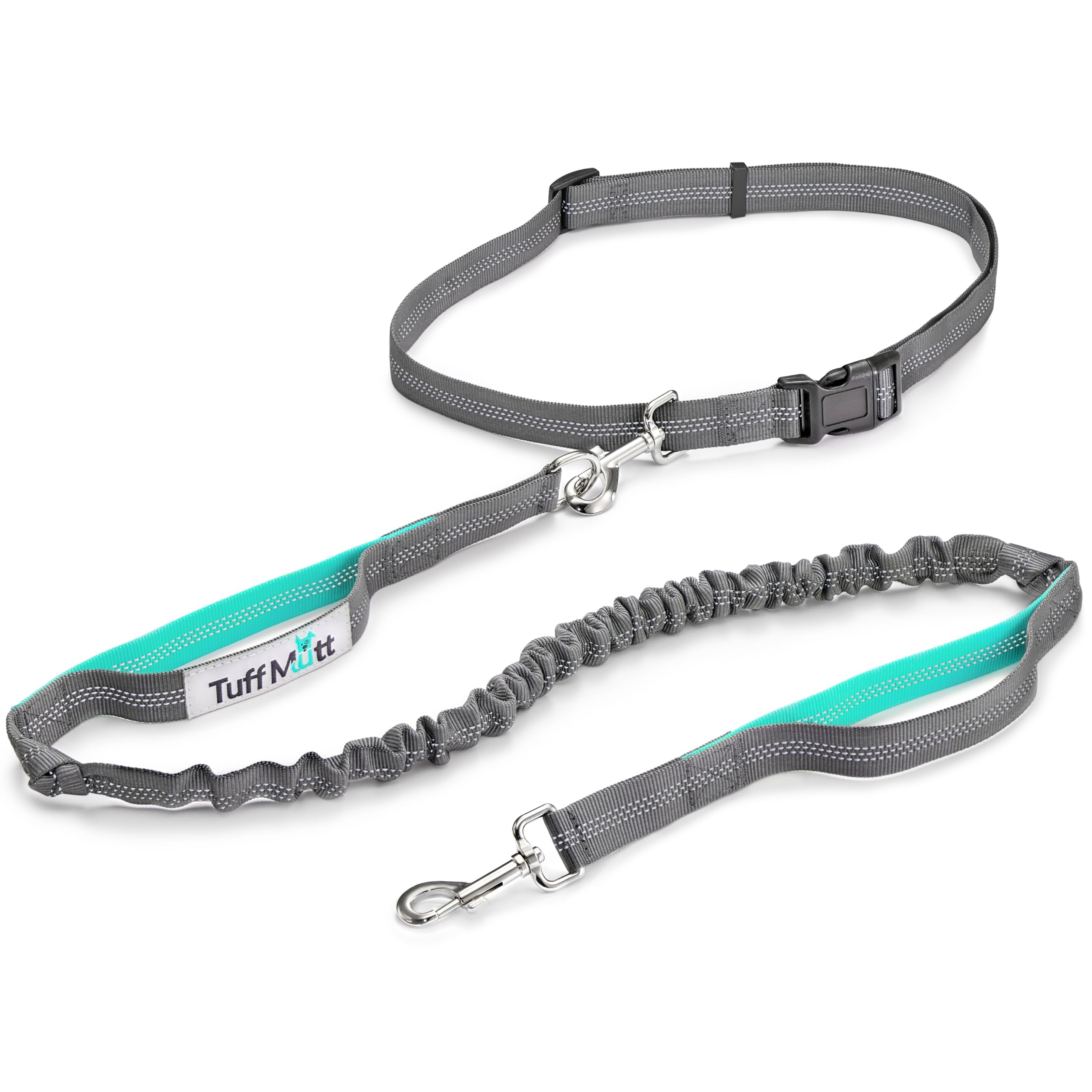 Tuff Mutt – laisse-ceinture mains libres avec clip durable pour promenade facile.