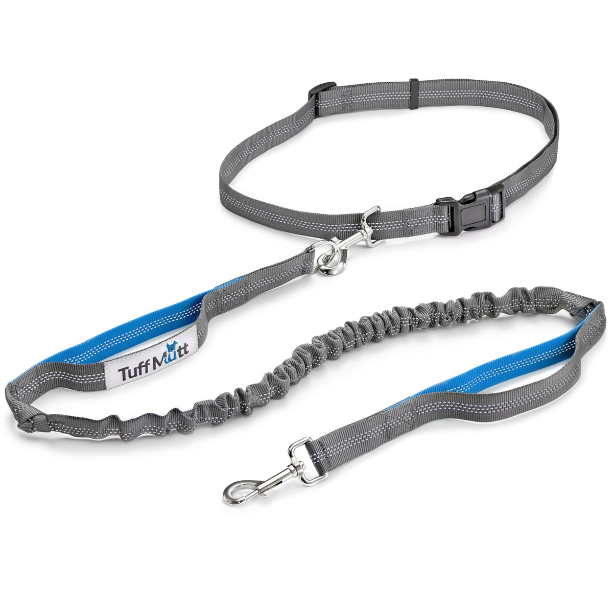 Laisse sans mains Tuff Mutt avec ceinture réglable pour une liberté de mouvement lors des balades.