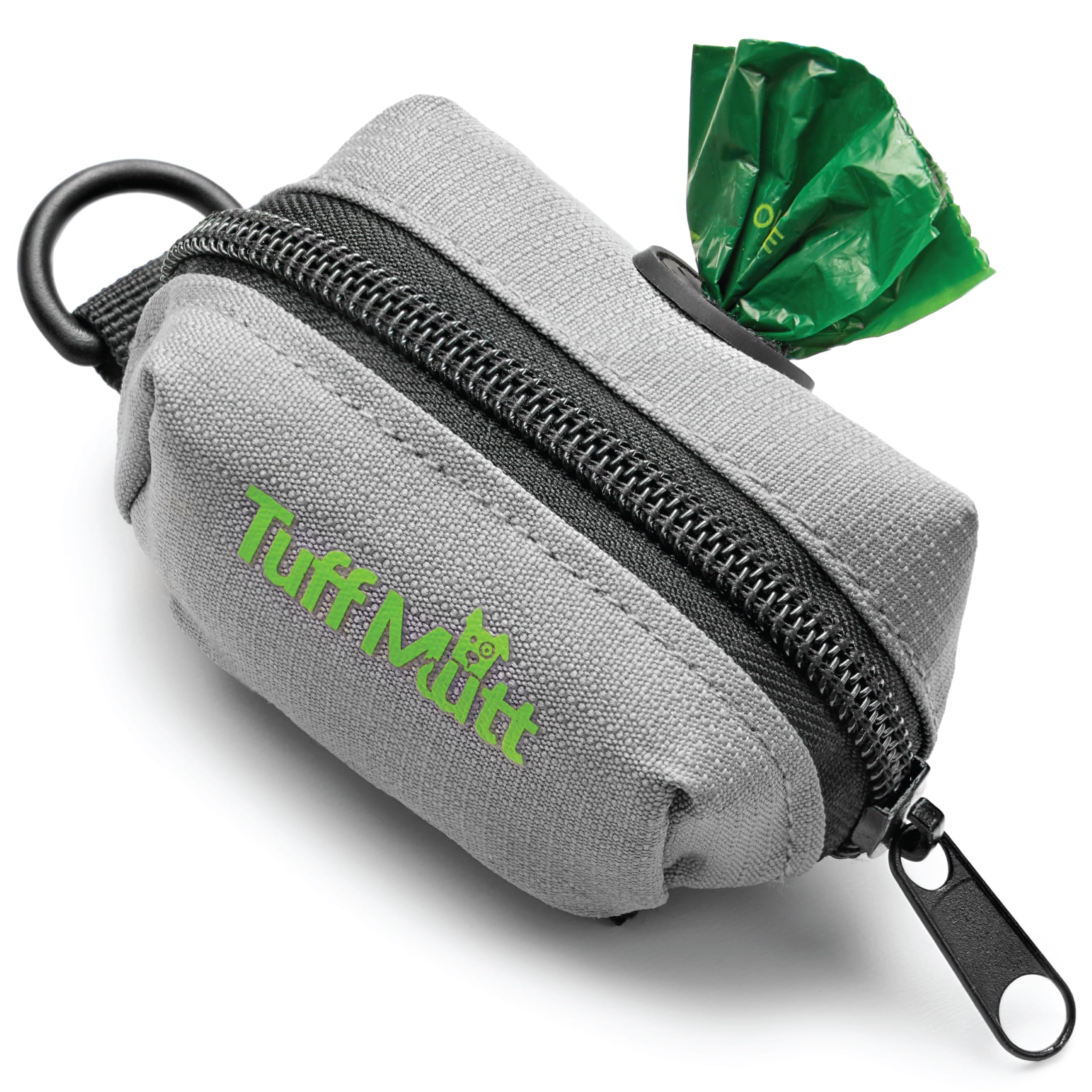 Porte-sacs de déjections Tuff Mutt avec attache velcro sur laisse, pratique et sûr.