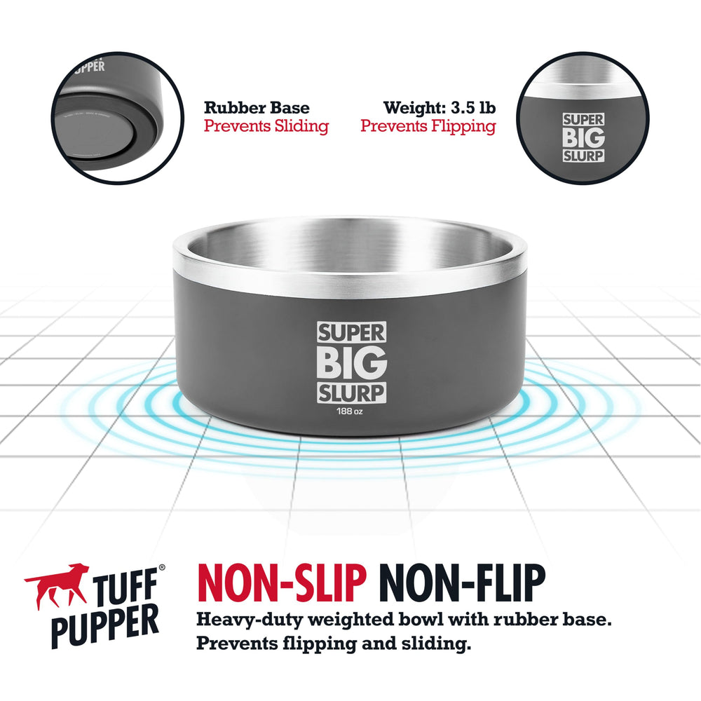 Bol Tuff Pupper poids 3.5 lb, base stable.