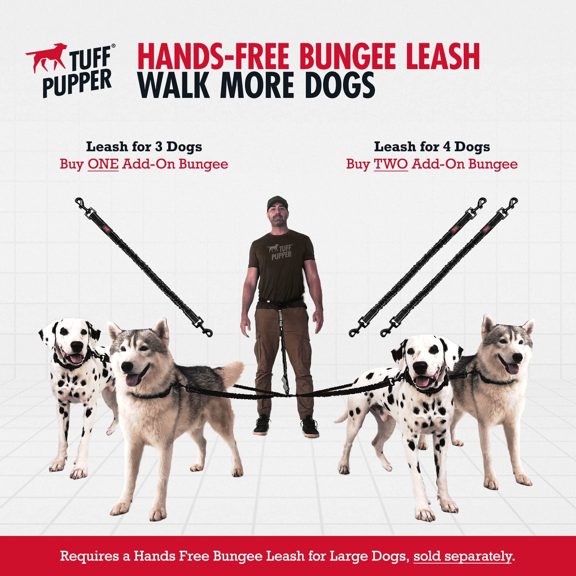 Sections bungee absorbent les tirages avec Tuff Pupper, promenade plus confortable.