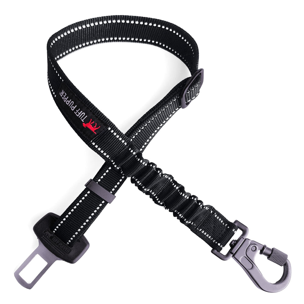 La ceinture Tuff Pupper se fixe au harnais, sécurité accrue pendant le trajet.