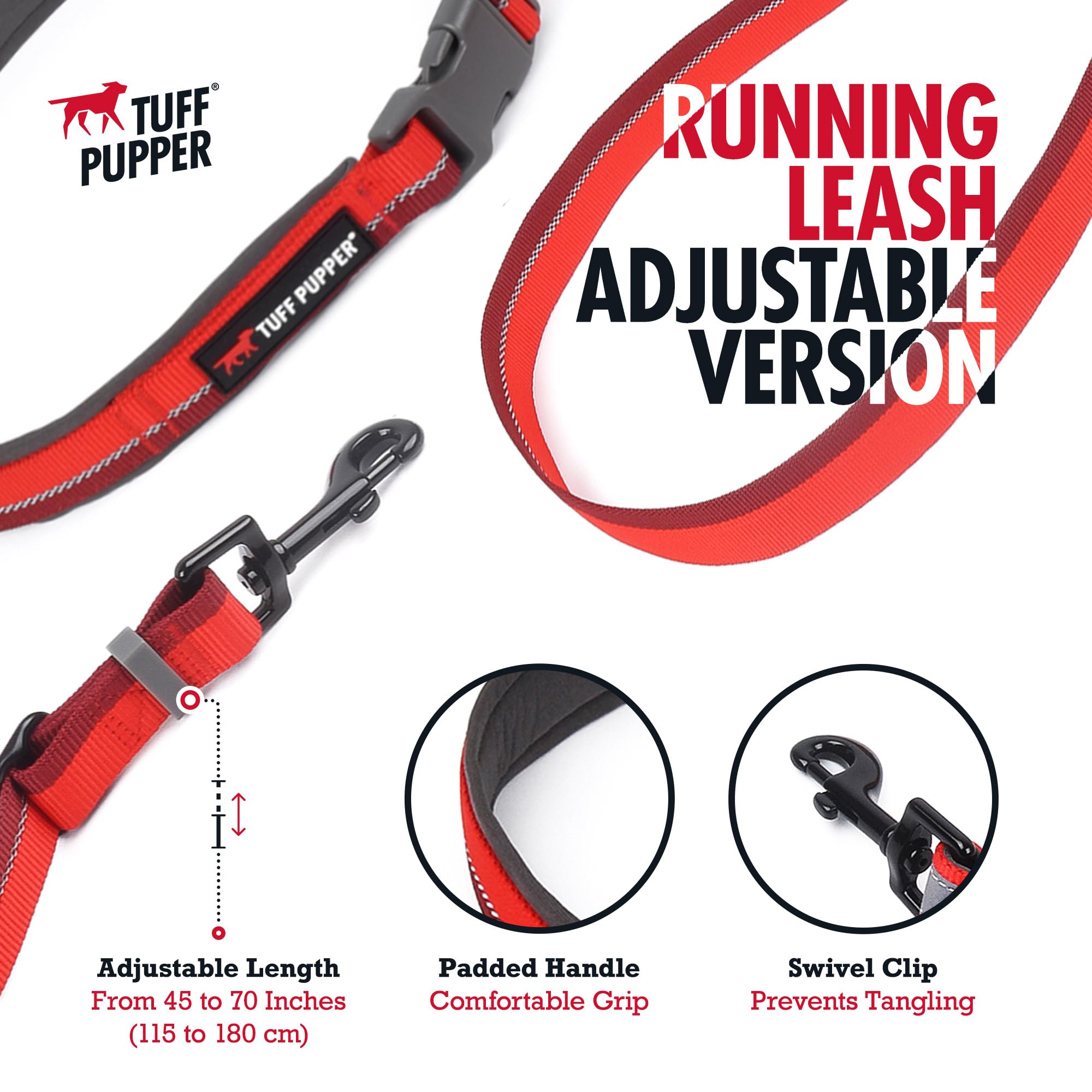 Ceinture taille rembourrée Tuff Pupper pour promenades stables et confortables.