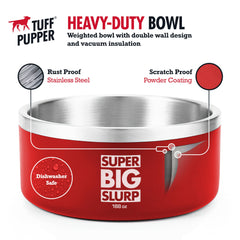 Base antidérapante lourde Tuff Pupper évite le renversement.