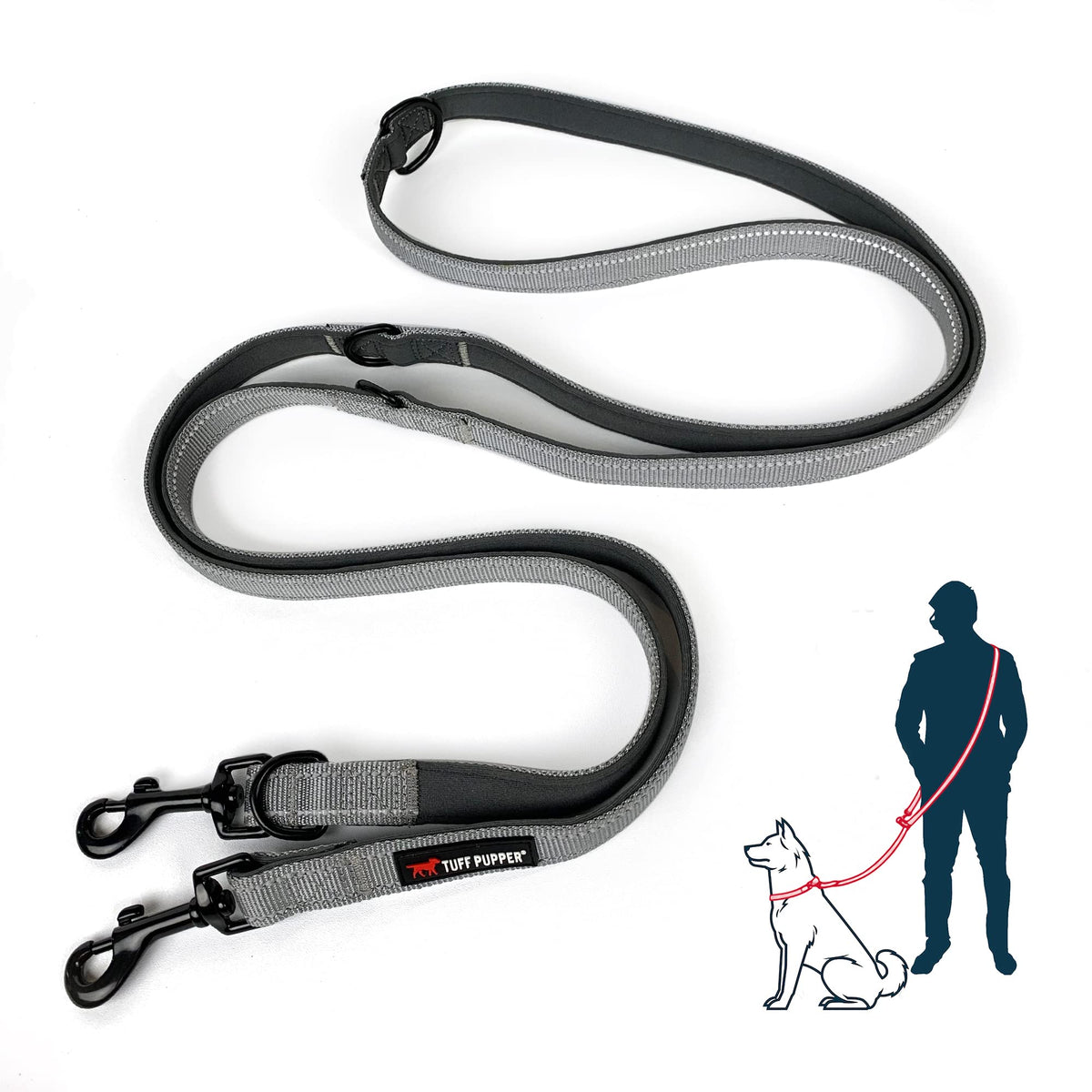 Laisse bandoulière Tuff Pupper en nylon balistique pour une utilisation polyvalente en plein air.