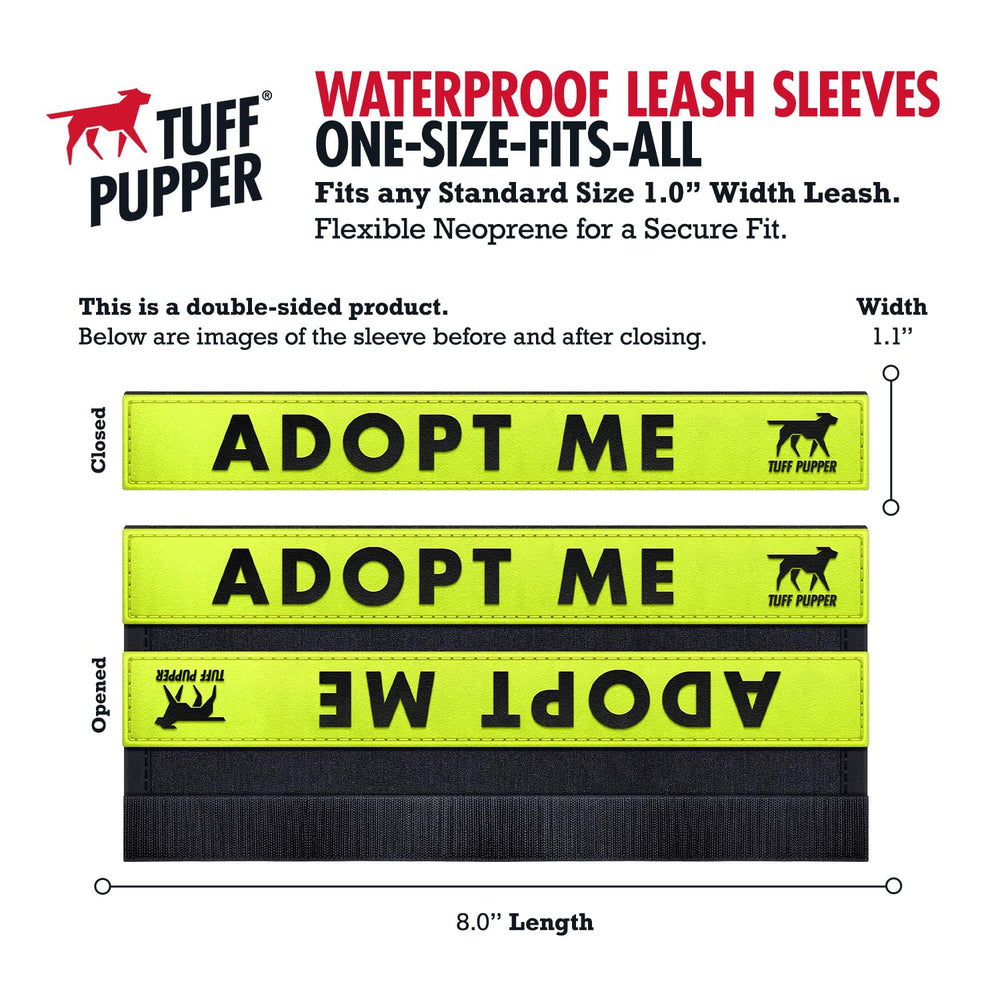 Tuff Pupper manchon-laisse imperméable arrière, texte lisible par les autres.