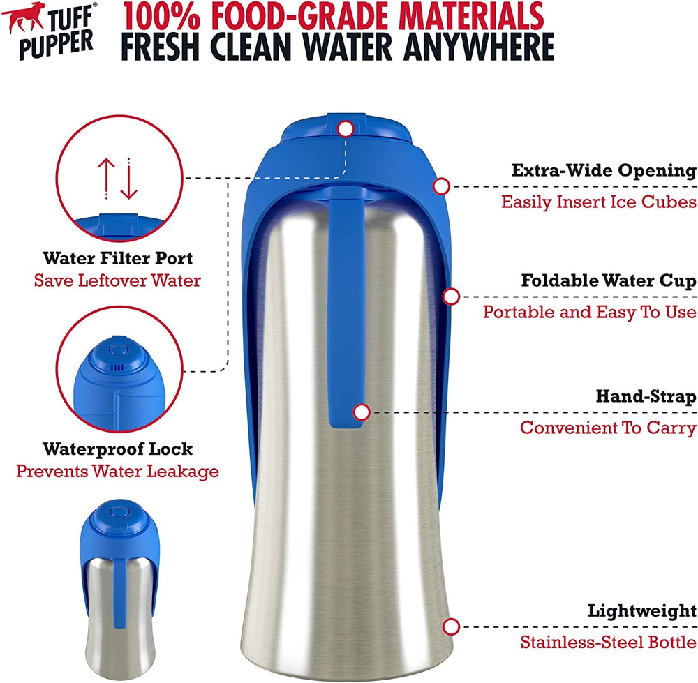 PupFlask, acier inoxydable durable, résistant aux aventures quotidiennes.