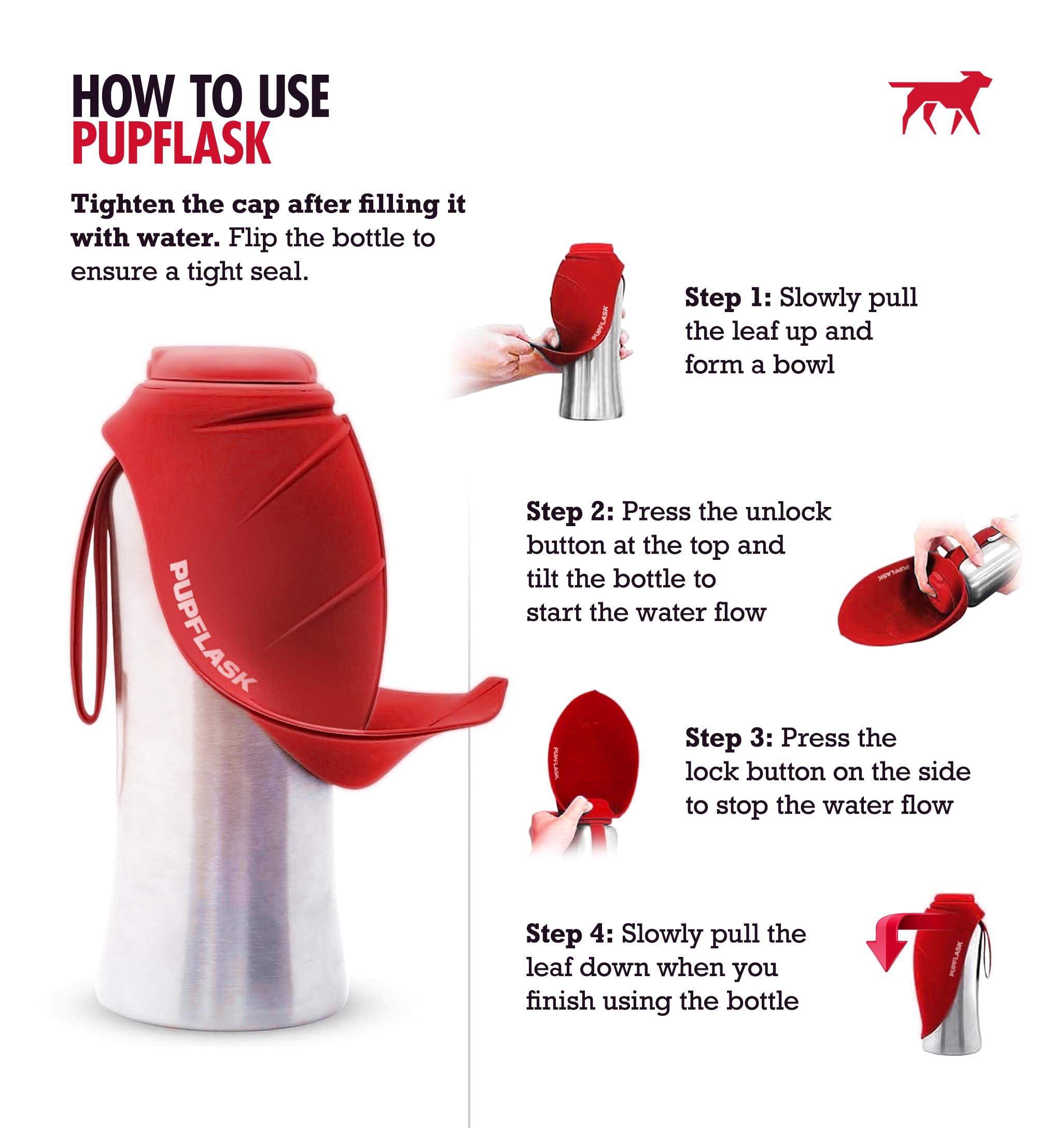 PupFlask bouchon étanche, zéro fuite pour les aventures en plein air.