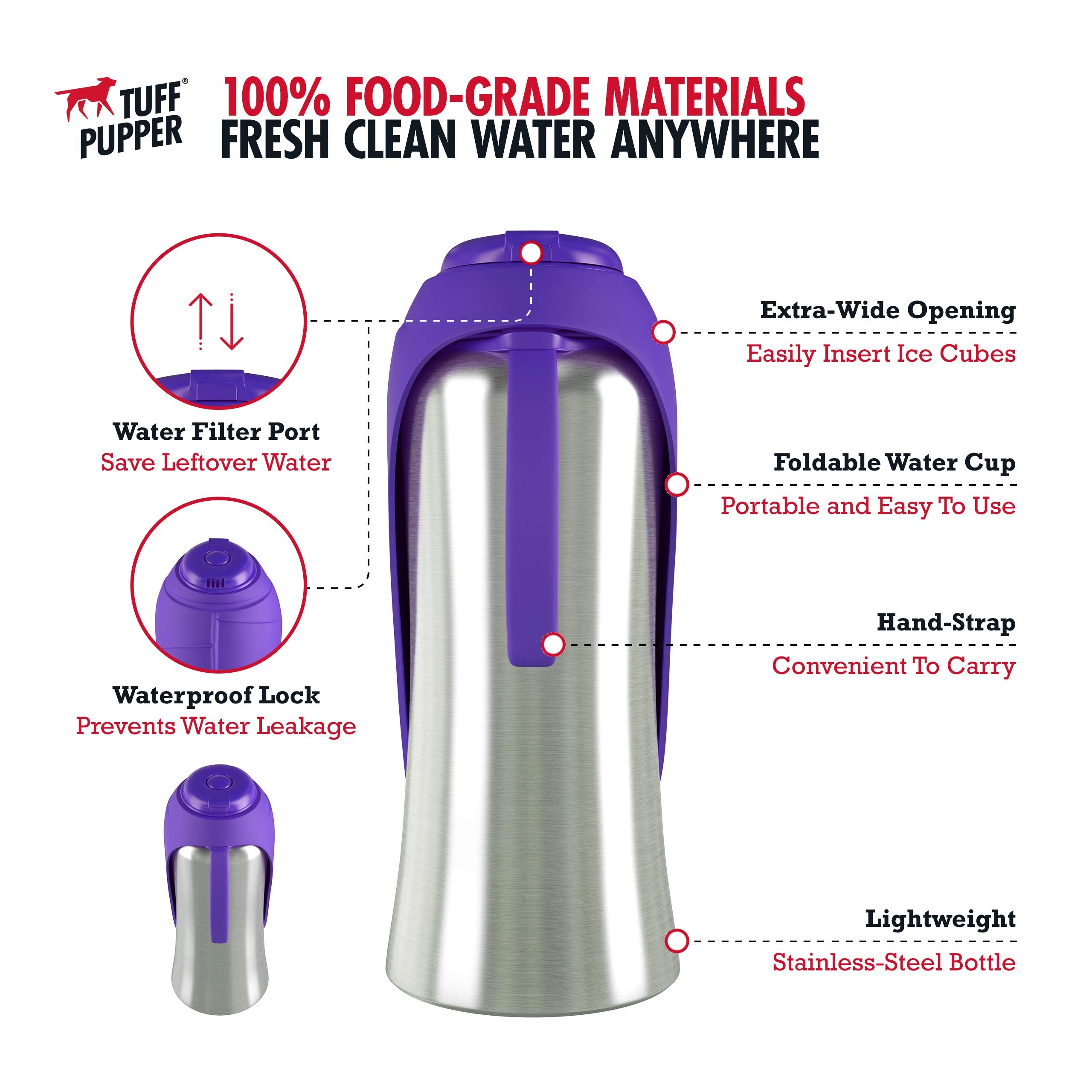 Capacité 27 oz ou 40 oz adaptée à votre chien.