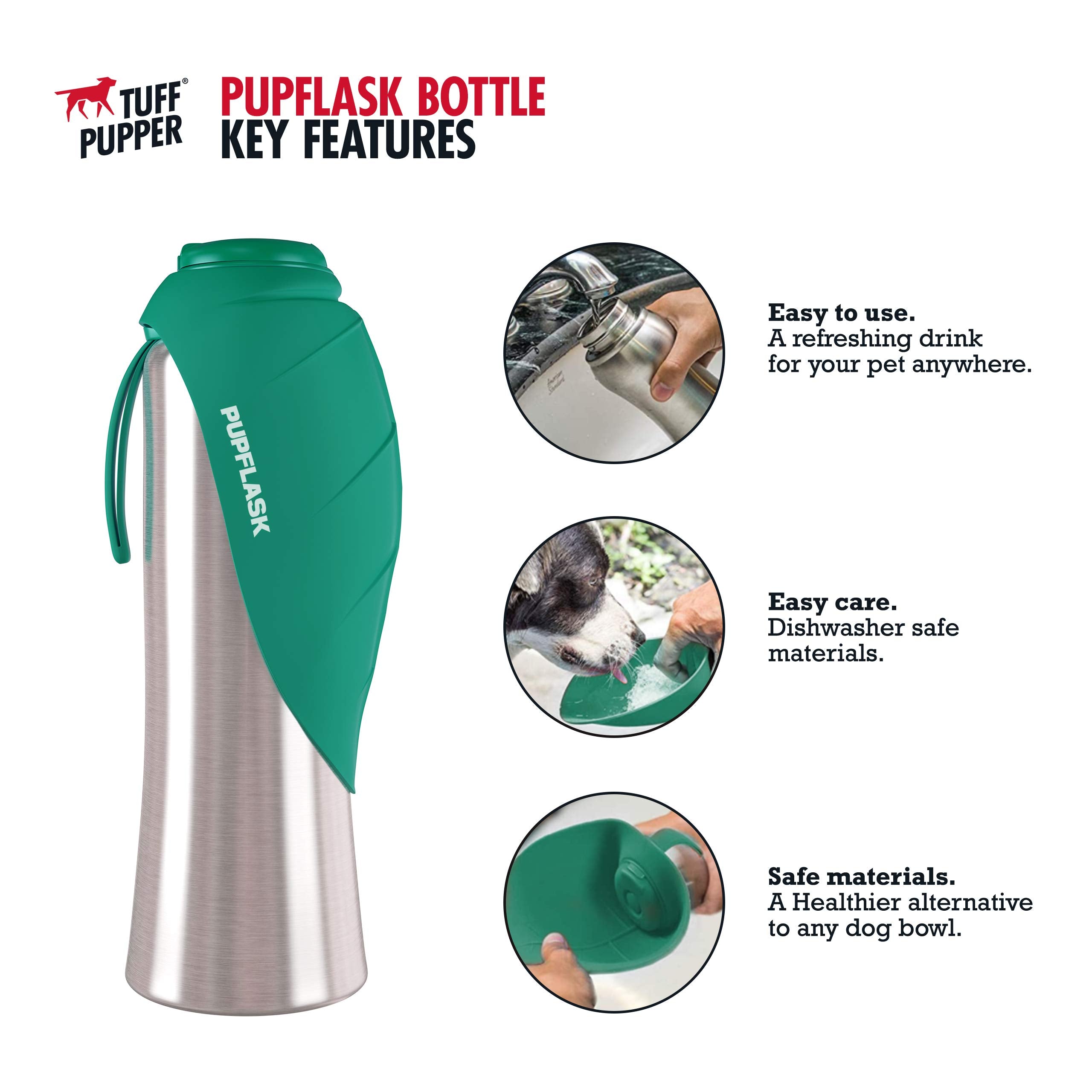 PupFlask, gobelet silicone plie, accès rapide à l’eau sans bol supplémentaire.