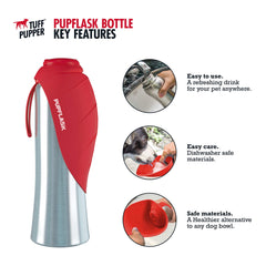 PupFlask avec gobelet silicone rétractable, accès rapide à l’eau lors des promenades.