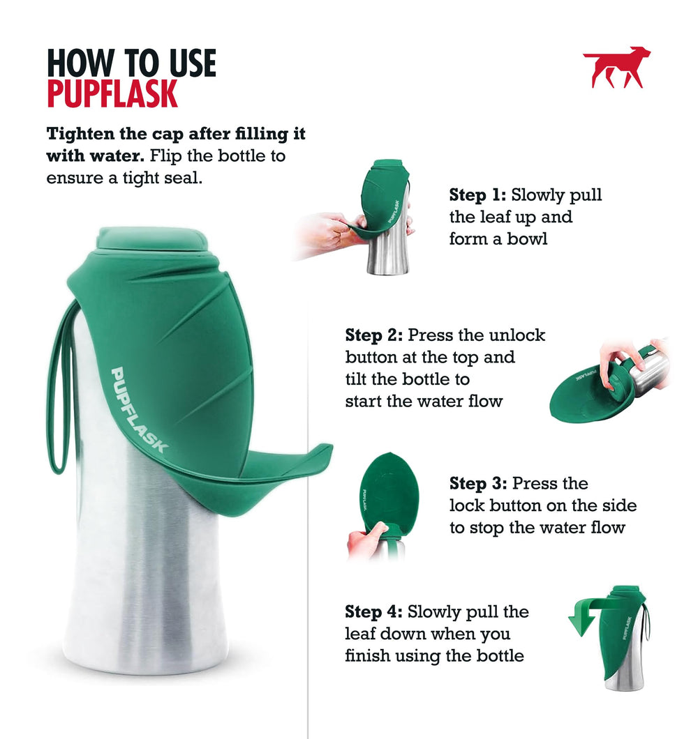 PupFlask, ouverture silicone rapide, facilite le remplissage lors des balades.