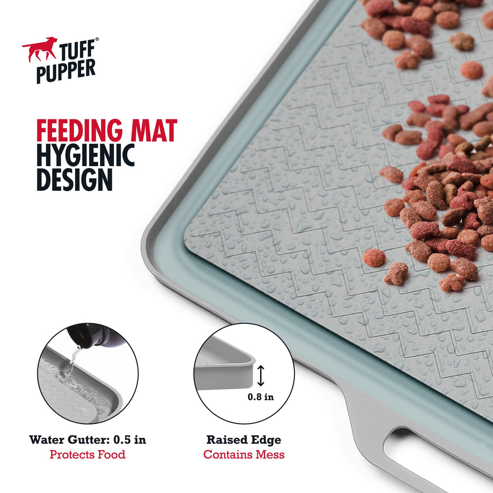 Tuff Pupper tapis repas chiens, matériau sans odeur et sûr pour animaux.