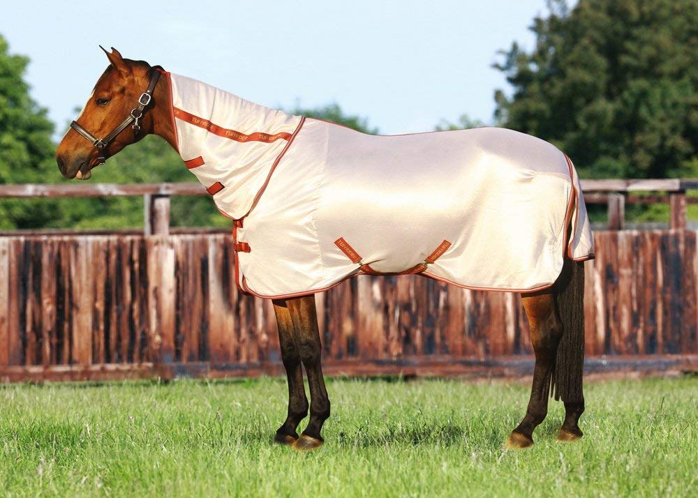 TuffRider couverture anti-mouches en maille sport avec col intégré et protection UV.