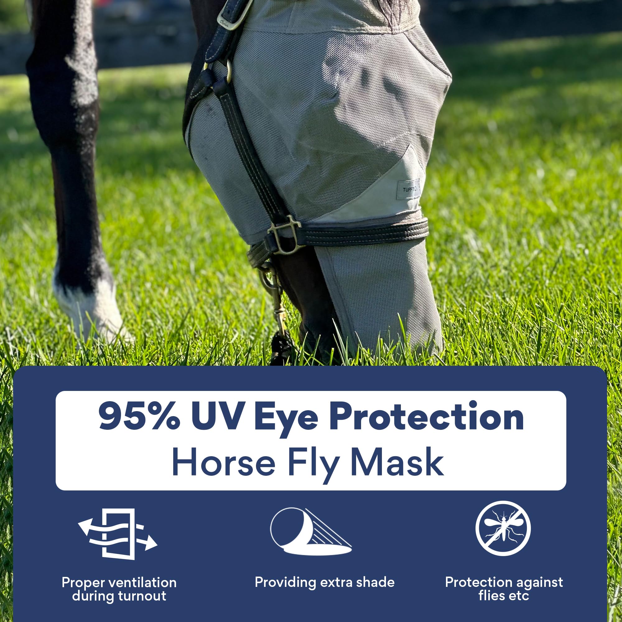 TUFFTEQ masque cheval attache reglable, ajustement confortable et sûr