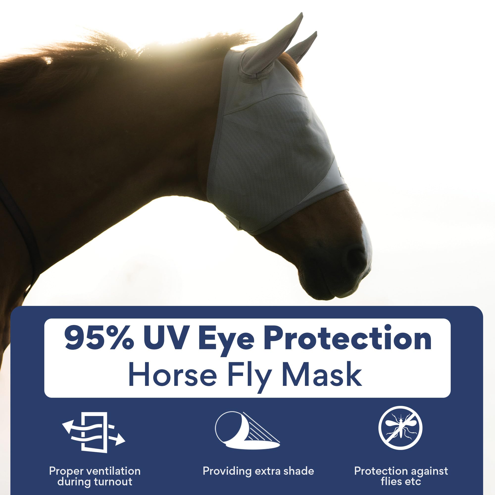 TUFFTEQ masque cheval protection UV couvrant le visage avec confort.